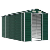 Garden Shed Green 191x385x198 cm Galvanised Steel - Side View