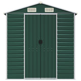 Garden Shed Green 191x385x198 cm Galvanised Steel - Top-Down View