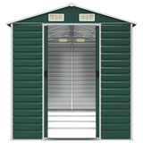 Garden Shed Green 191x385x198 cm Galvanised Steel - 45-Degree Angle