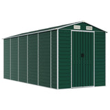 Garden Shed Green 191x470x198 cm Galvanised Steel - Front View