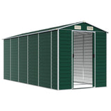 Garden Shed Green 191x470x198 cm Galvanised Steel - Side View