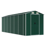 Garden Shed Green 191x555x198 cm Galvanised Steel - Front View