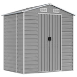 Garden Shed Light Grey 191x130x198 cm Galvanised Steel - Front View