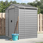 Garden Shed Light Grey 191x130x198 cm Galvanised Steel