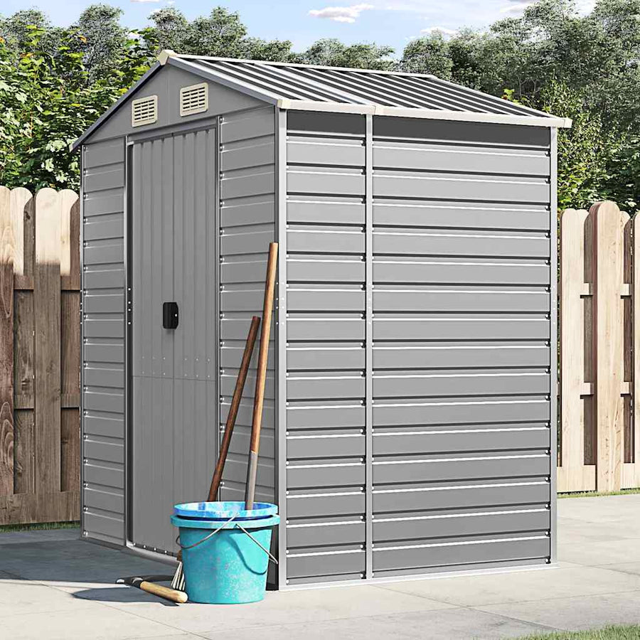 Garden Shed Light Grey 191x130x198 cm Galvanised Steel