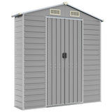 Garden Shed Light Grey 191x385x198 cm Galvanised Steel - Low Angle