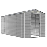 Garden Shed Light Grey 191x470x198 cm Galvanised Steel - Side View