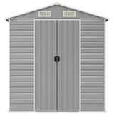Garden Shed Light Grey 191x470x198 cm Galvanised Steel - Top-Down View