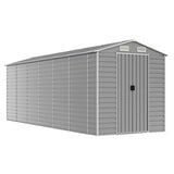 Garden Shed Light Grey 191x555x198 cm Galvanised Steel - Front View