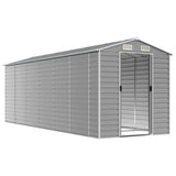 Garden Shed Light Grey 191x555x198 cm Galvanised Steel - Side View