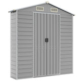 Garden Shed Light Grey 191x555x198 cm Galvanised Steel - Low Angle