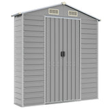 Garden Shed Light Grey 191x810x198 cm Galvanised Steel - Low Angle