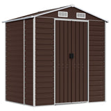 Garden Shed Brown 191x130x198 cm Galvanised Steel - Front View