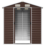 Garden Shed Brown 191x130x198 cm Galvanised Steel - 45-Degree Angle