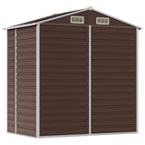 Garden Shed Brown 191x130x198 cm Galvanised Steel - Close-Up Angle
