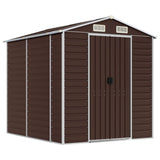 Garden Shed Brown 191x215x198 cm Galvanised Steel - Front View