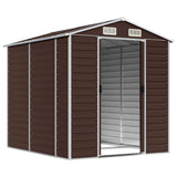 Garden Shed Brown 191x215x198 cm Galvanised Steel - Side View