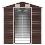 Garden Shed Brown 191x215x198 cm Galvanised Steel - 45-Degree Angle