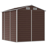 Garden Shed Brown 191x215x198 cm Galvanised Steel - Close-Up Angle