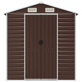 Garden Shed Brown 191x300x198 cm Galvanised Steel - Top-Down View