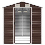 Garden Shed Brown 191x300x198 cm Galvanised Steel - 45-Degree Angle