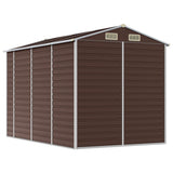 Garden Shed Brown 191x300x198 cm Galvanised Steel - Close-Up Angle