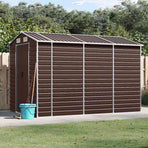 Garden Shed Brown 191x300x198 cm Galvanised Steel
