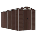 Garden Shed Brown 191x385x198 cm Galvanised Steel - Front View