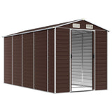 Garden Shed Brown 191x385x198 cm Galvanised Steel - Side View