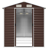 Garden Shed Brown 191x385x198 cm Galvanised Steel - 45-Degree Angle