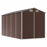 Garden Shed Brown 191x385x198 cm Galvanised Steel - Close-Up Angle