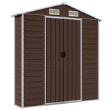 Garden Shed Brown 191x385x198 cm Galvanised Steel - Low Angle