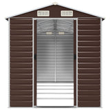 Garden Shed Brown 191x470x198 cm Galvanised Steel - 45-Degree Angle