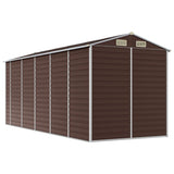 Garden Shed Brown 191x470x198 cm Galvanised Steel - Close-Up Angle