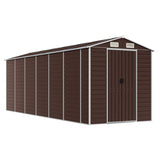 Garden Shed Brown 191x555x198 cm Galvanised Steel - Front View