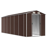 Garden Shed Brown 191x555x198 cm Galvanised Steel - Side View