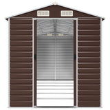 Garden Shed Brown 191x555x198 cm Galvanised Steel - 45-Degree Angle