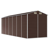 Garden Shed Brown 191x555x198 cm Galvanised Steel - Close-Up Angle