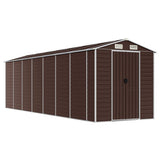Garden Shed Brown 191x640x198 cm Galvanised Steel - Front View