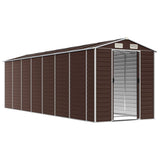 Garden Shed Brown 191x640x198 cm Galvanised Steel - Side View