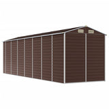 Garden Shed Brown 191x640x198 cm Galvanised Steel - Close-Up Angle