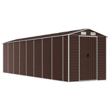 Garden Shed Brown 191x725x198 cm Galvanised Steel - Front View