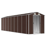 Garden Shed Brown 191x725x198 cm Galvanised Steel - Side View