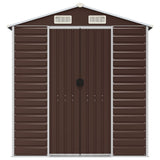 Garden Shed Brown 191x725x198 cm Galvanised Steel - Top-Down View