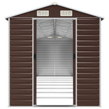 Garden Shed Brown 191x725x198 cm Galvanised Steel - 45-Degree Angle