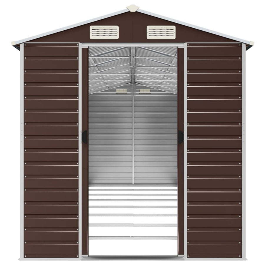 Garden Shed Brown 191x725x198 cm Galvanised Steel