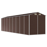 Garden Shed Brown 191x725x198 cm Galvanised Steel - Close-Up Angle