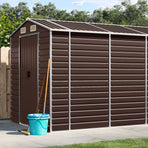 Garden Shed Brown 191x725x198 cm Galvanised Steel
