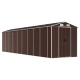 Garden Shed Brown 191x810x198 cm Galvanised Steel - Front View