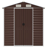 Garden Shed Brown 191x810x198 cm Galvanised Steel - Top-Down View
